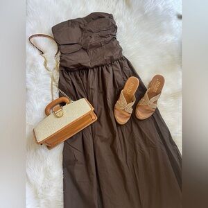 Chic Strapless Brown Dress